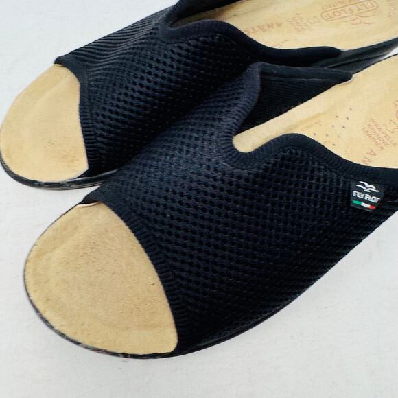 Fly Flot Italy Black Mesh Slide Sandals Comfort Slip-On Shoes Size 40 - Picture 2 of 13